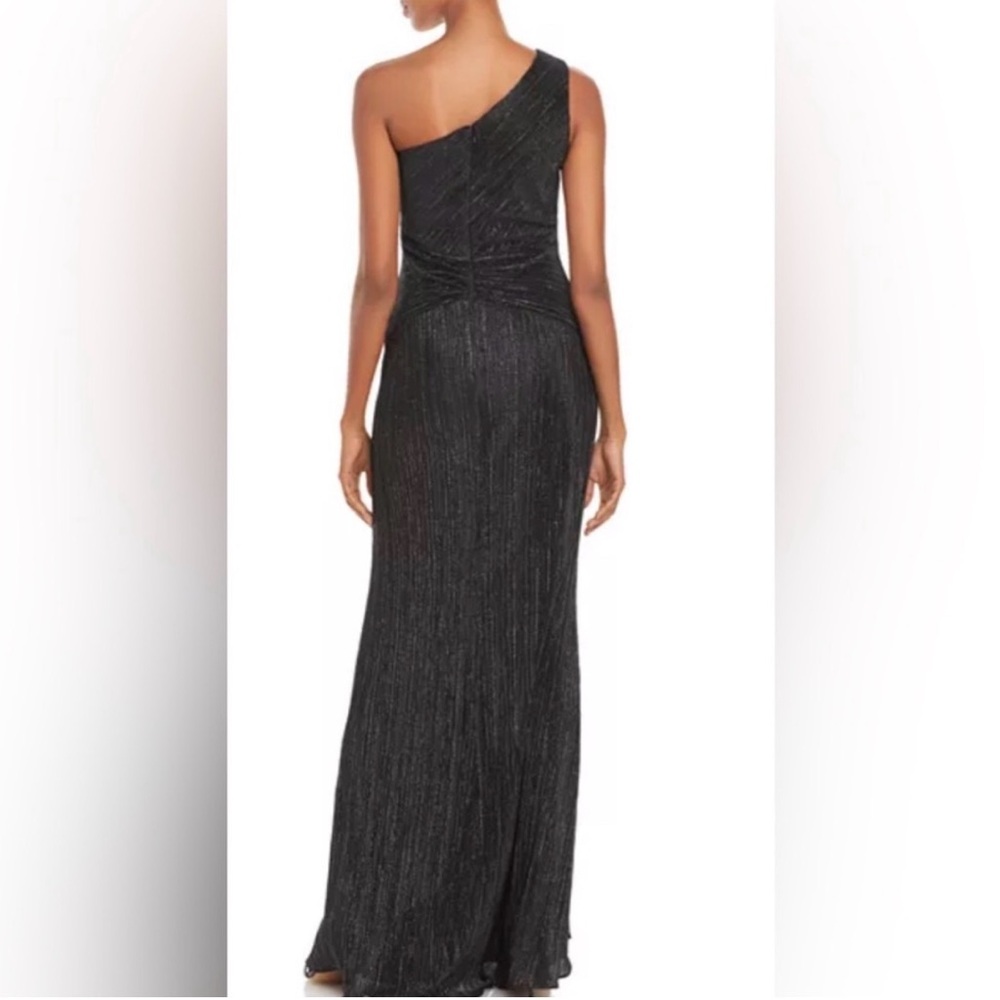 Aqua Formal Black One-Shoulder Pleated Cutout Glitter Gown Size 2 - Picture 2 of 8